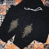 Image 1 of ꕥ Black & Gold Embroiderd Jogging Bottoms ꕥ