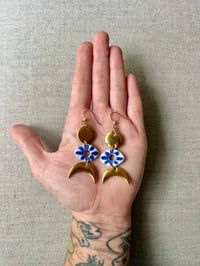 Image 1 of EVIL EYE EARRINGS - COBALT + GOLD (round)