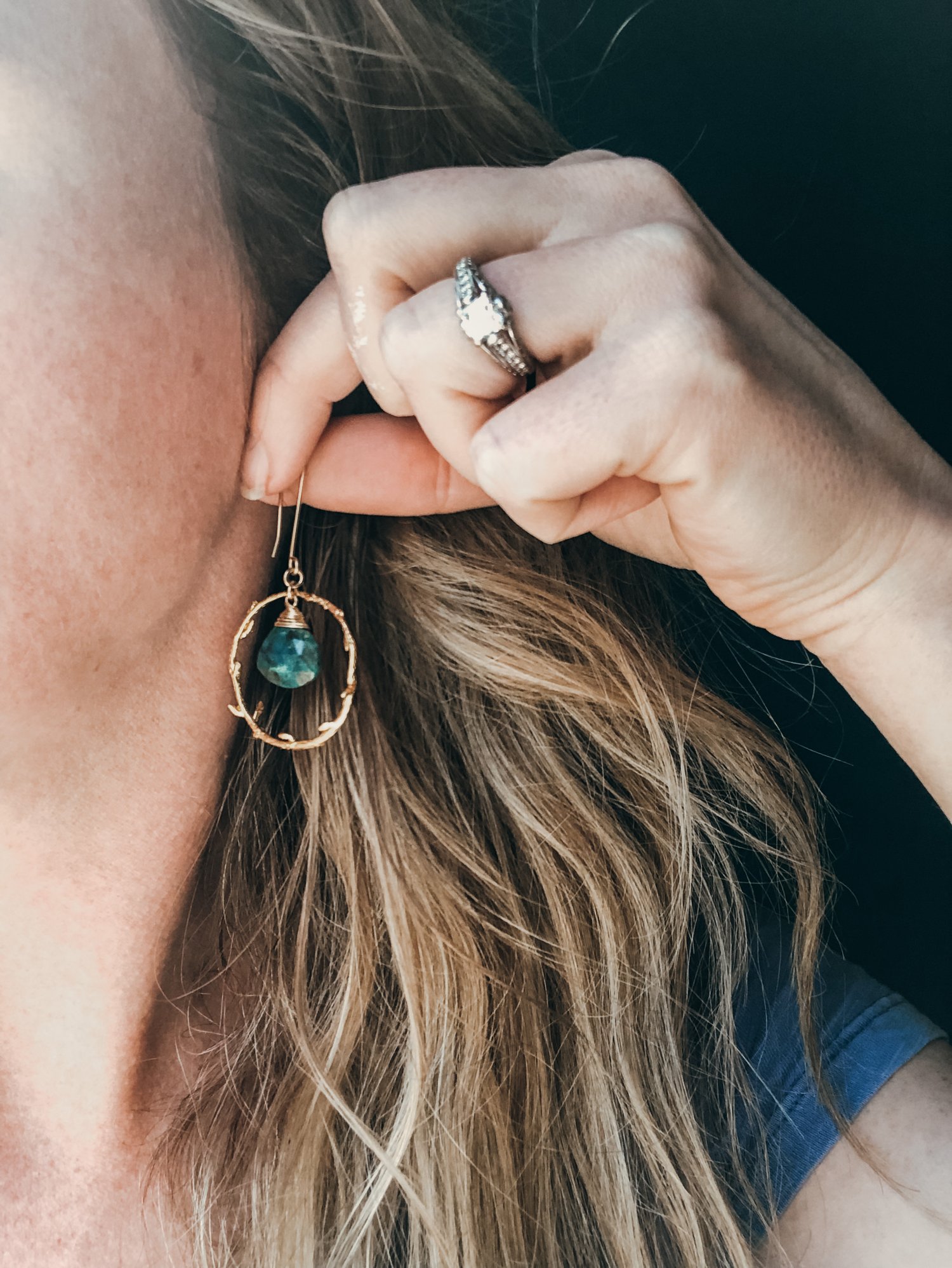 Image of Chrysocolla Branch Hoop Dangles