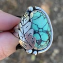 Image 3 of Handmade Sterling Silver Webby Variscite Ring w/Leaf