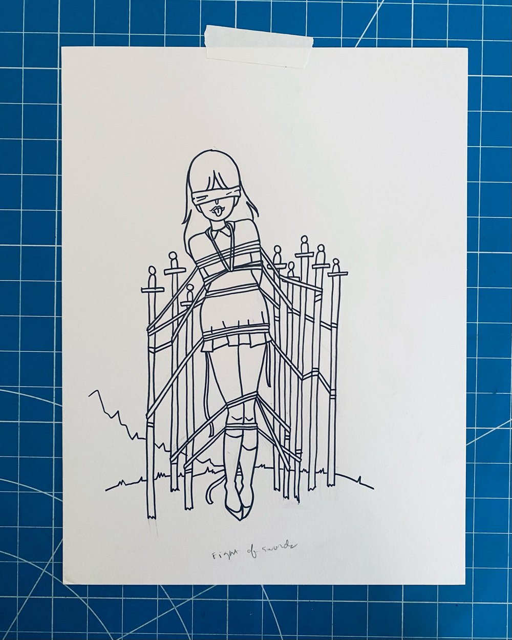 EIGHT OF SWORDS original art