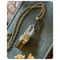 Image 2 of Victorian Hand Raw Triplet Quartz Solid Brass Bottle Necklace