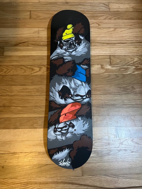 Image of Beanie Boys - Acrylic on Skate Deck 