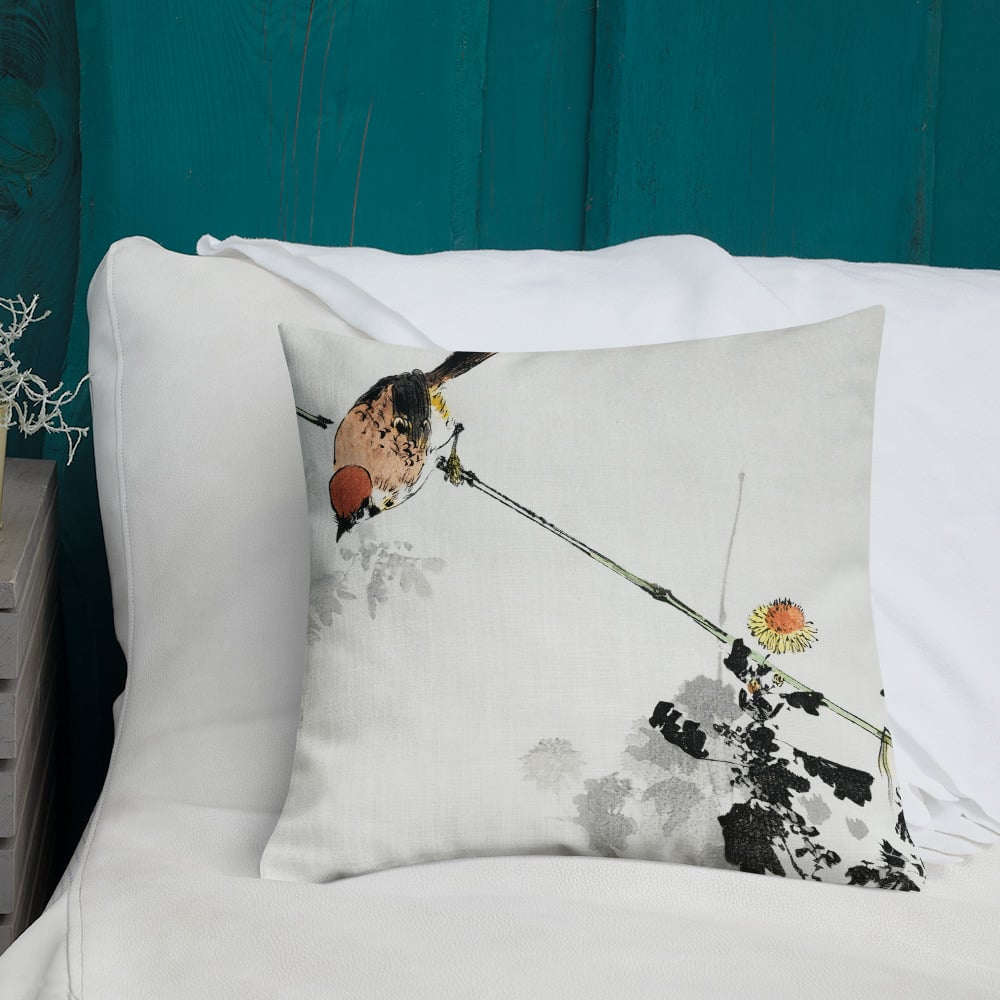 Japanese swallow bird - Premium Cushion / Pillow