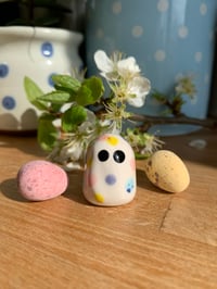 Image 2 of Speckled Pastel Polka Dot Mini Egg Guys (Big) Standing Decoraton