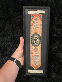 Image 2 of Antique material “Christ’  bookmark in Antique frame with preserved web 