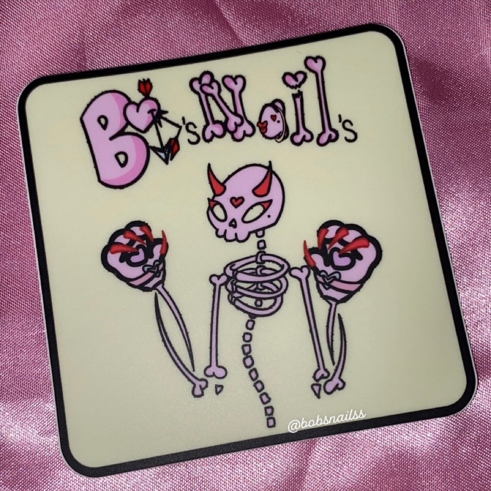 Image of Bobs Nails Skeleton Kitty Paws Sticker