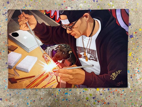 Image of DL on the torch printed on HEAVY stock