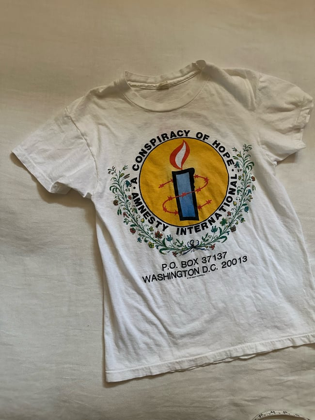 80s Amnesty International concert t shirt tee