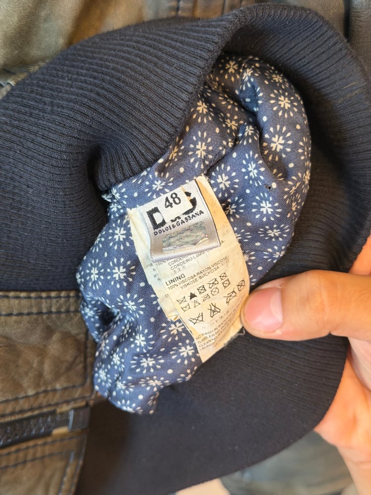 Image of Dolce & Gabbana Washed Grey Leather Jacket
