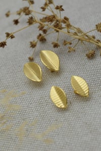 Image 5 of Medium Gold Vermeil Leaf Stud Earrings – Fold Collection