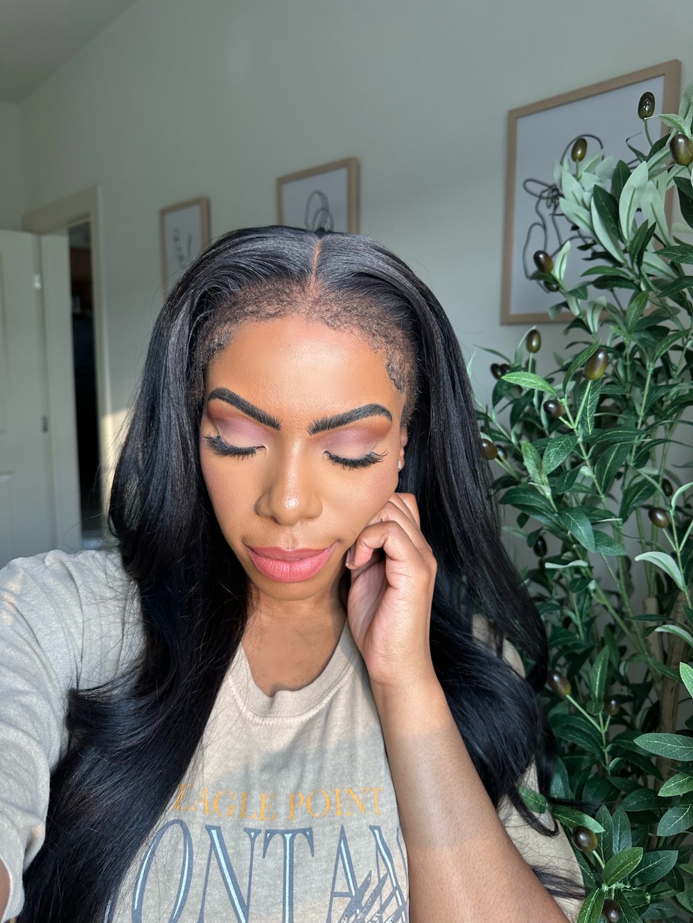 Image of 20 inch RELAXED LIGHT YAKI 13x6 Lace front wig with KINKY EDGES