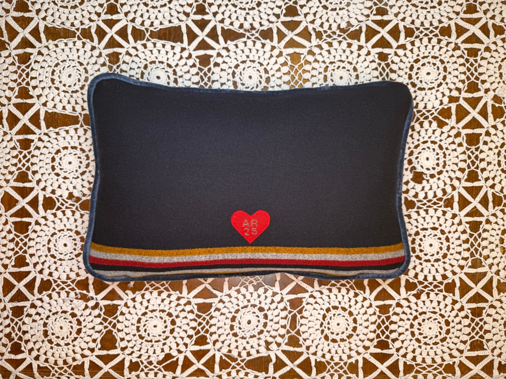 Pendleton Throw Pillow 12x20 Navy Trim