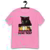 Image 10 of Unisex classic tee,  Sushi Thief T-Shirt | Funny Cat Sushi Lover Graphic Tee