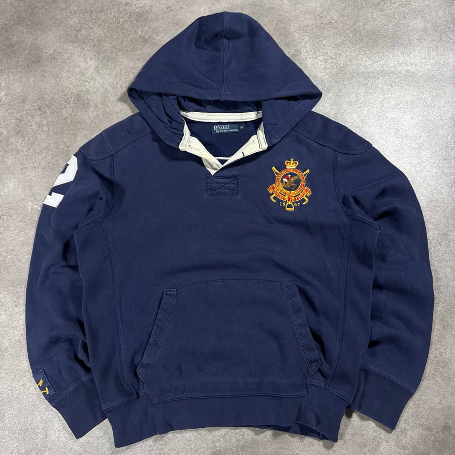 Image of Ralph Lauren 1/4 Button Up Hooide, Size Medium