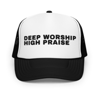 Image 1 of High Praise Deep Worship Trucker (Black/White -Pink/ White)