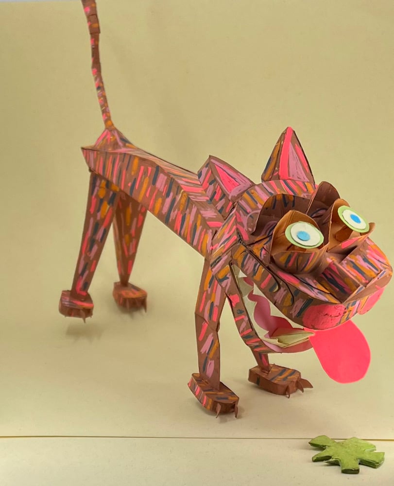 Image of Wild cat original paper sculpture.