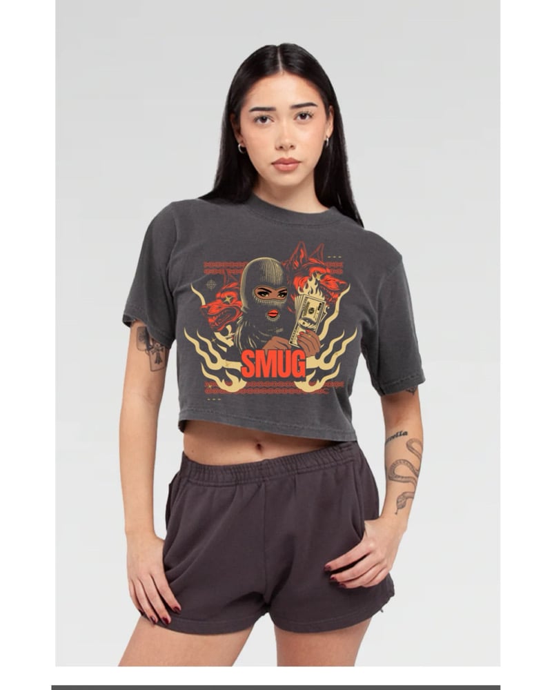 Image of Women’s Smug Crop Tee ( Smoke Grey )