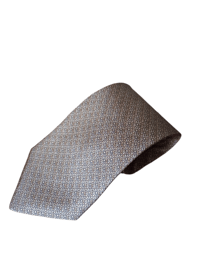 Image 3 of Mens Silk Tie Mates Lago Di Como Floral Geometric Gold Brown New Old Stock