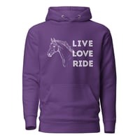 Image 7 of Unisex Hoodie, Live Love Ride Western Horse Unisex-Equestrian Cowgirl Graphic Hoodie