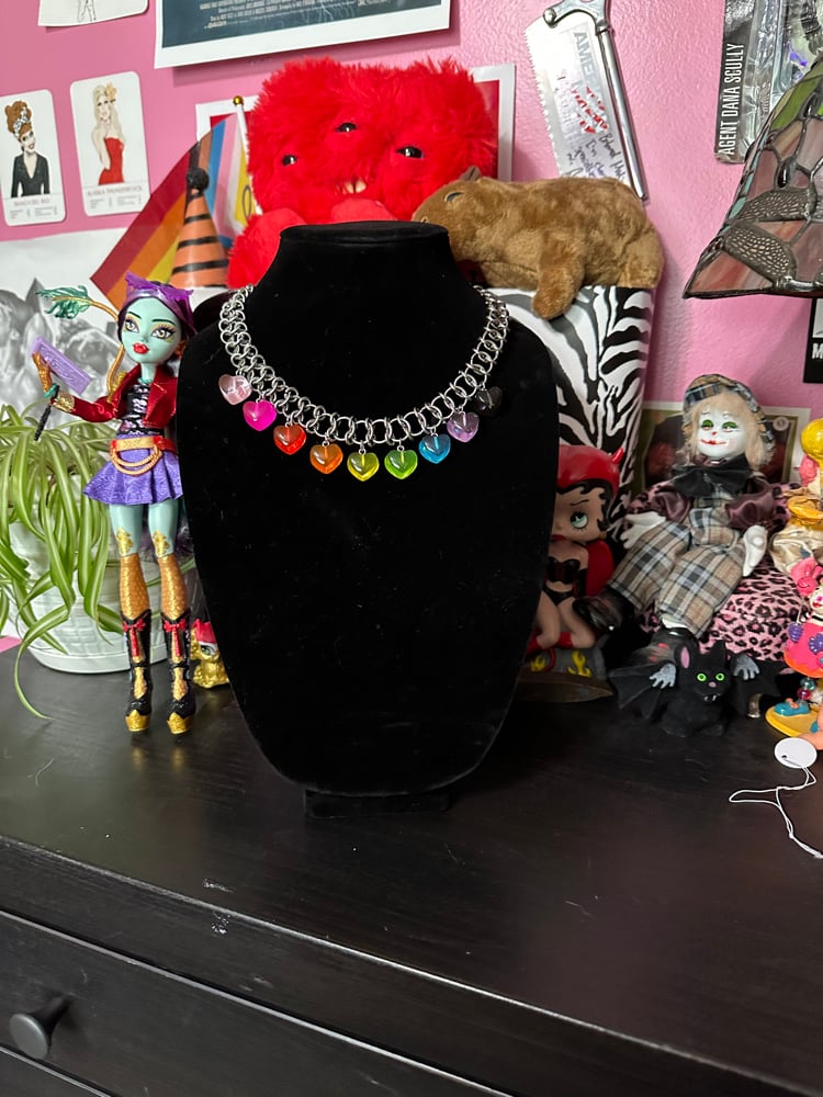 Image of Pride Heart Beaded Necklace