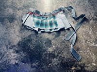 Image 1 of Pleated Wrap Denim Mini Skirt