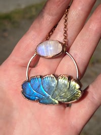 Image 2 of Electroformed carved labradorite and moonstone necklace