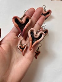 Image 2 of Heart Earrings with “dirt”