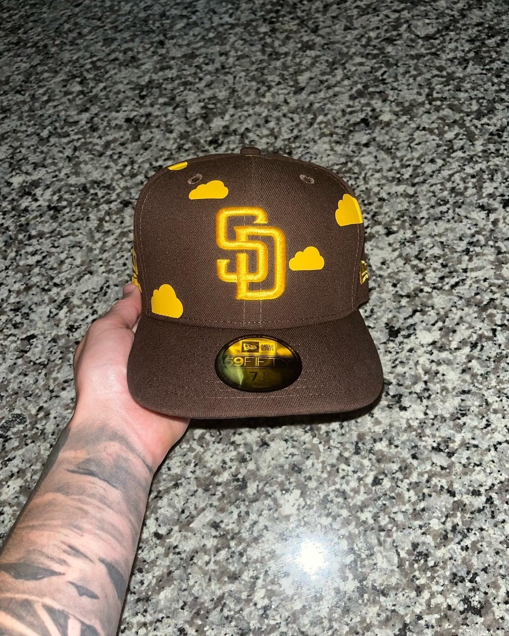 Image of PARTLY YELLOW SAN DIEGO PADRES CUSTOM FITTED CAP