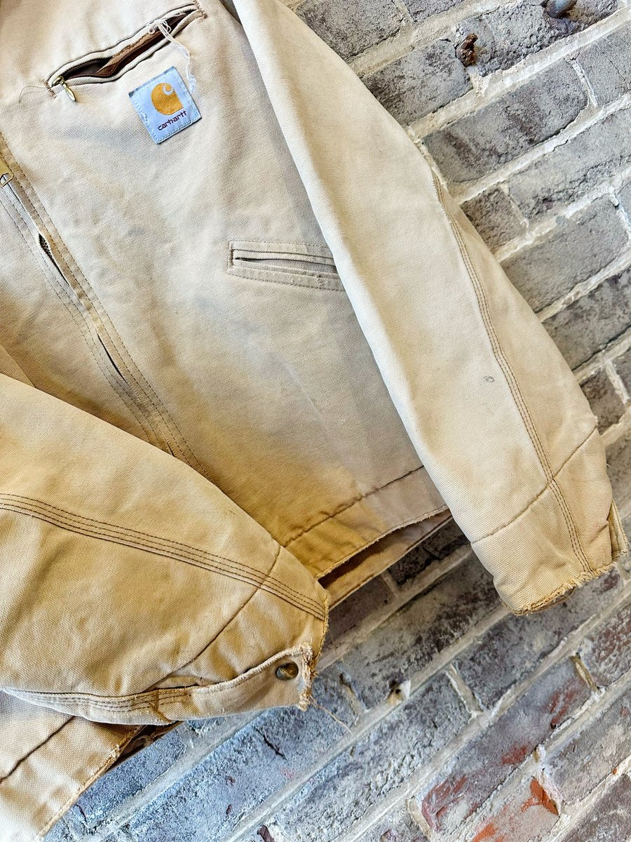 Image of 90’s Vintage “CARHARTT” Faded Tan Detroit Work Jacket, SIZE: LARGE