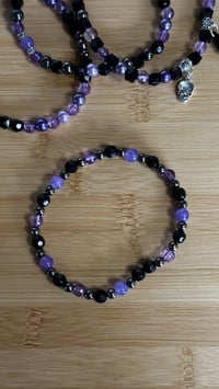 Image 6 of Midnight Amethyst Skull Tumbler Bracelet Stack