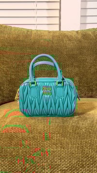 Image 1 of Teal Matelassé leather bag 