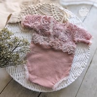 Image 4 of Photo props | newborn romper - Sophia - dusty pink