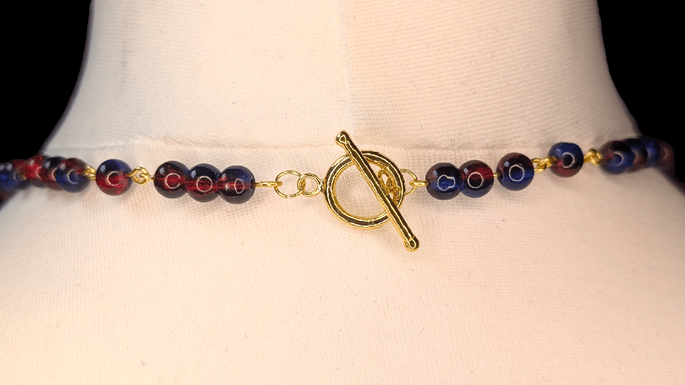 Image of OOAK Two-Tone Glass & Orchid Necklace