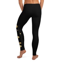 Image 4 of Black and Gold Lunar Inspired Celestial Leggings