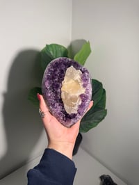 Image 2 of SUGAR COATED CALCITE IN AMETHYST ON STAND -URUGUAY-