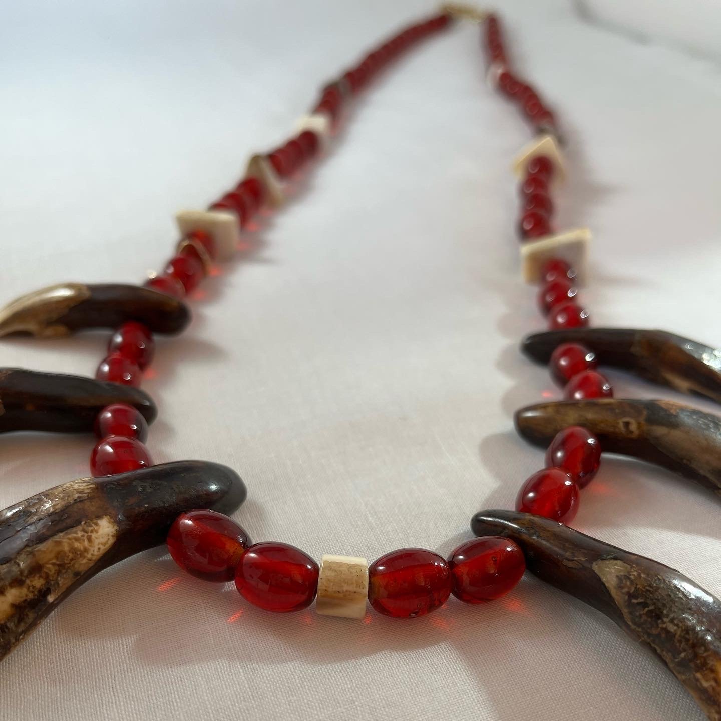 Bison Teeth Trade Bead Necklace | Tuve’hongnöm Creations