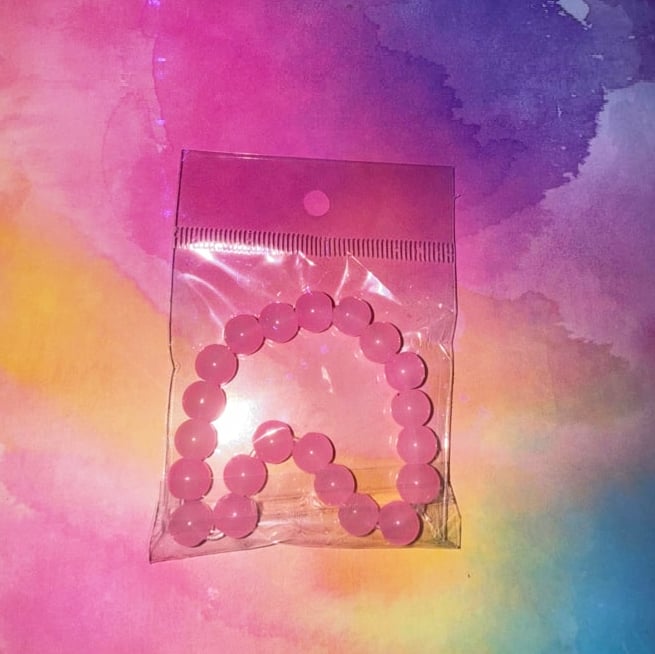 Image of Pink Glass Beaded Bracelet 