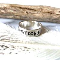 Image 2 of Witch silver ring with star and moon stamp. Witchy silver ring 925. Magic silver ring.