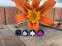 Set of 4, 1cm wide Asexual Pride spades enamel pins - Black nickel metal