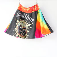 Image 2 of sublime band music 8 sun courtneycourtney lined skirt rainbow tiedye tie dye dyed orange