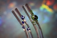 Image 1 of Set of 2 Glass Straws with Designs