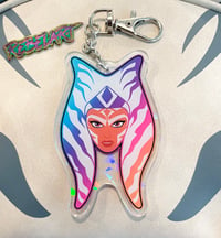 Image 1 of L.E. Double Sided "I am no Jedi" Holographic chip Keychain/Bag clip