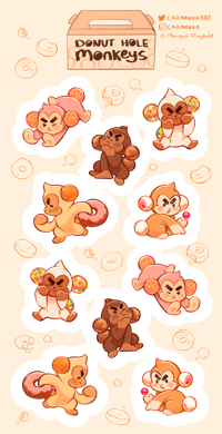 Image 2 of Donut Hole Monkey Sticker Sheet