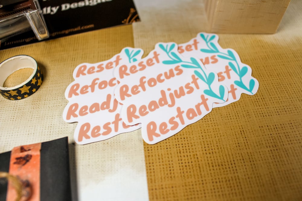 Image of Reset Refocus Readjust Restart Sticker