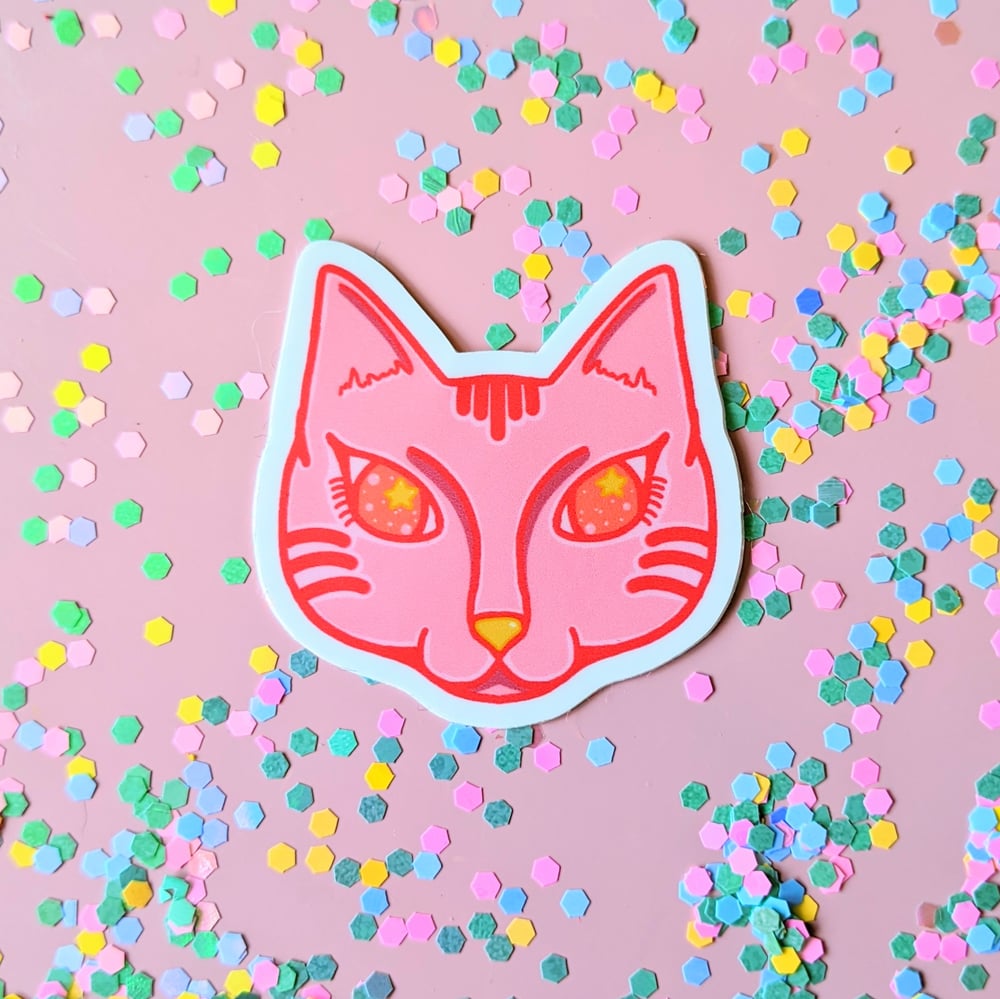 Image of Strawberry Stars Cat sticker