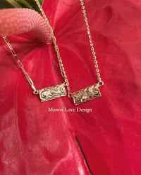Image 3 of 14k solid gold Hawaiian bar necklace(Hawaiian Waves, Flower, Queen ema)