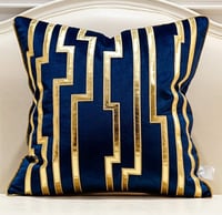 Image 3 of Geometric Gold Leather Striped Cushion Cases