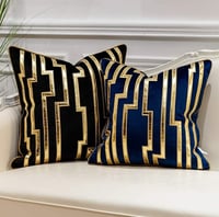 Image 5 of Geometric Gold Leather Striped Cushion Cases