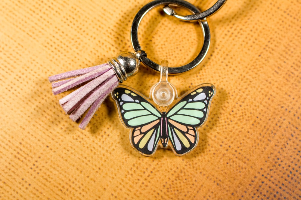 Image of Butterfly Tassel Acrylic Keychain